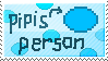 An animated stamp of the Pipis object from Deltarune Chapter 2 shaking about, with an arrow shakily pointing to it, with the text 'pipis person'. In the background are six other pipis, slightly faded.